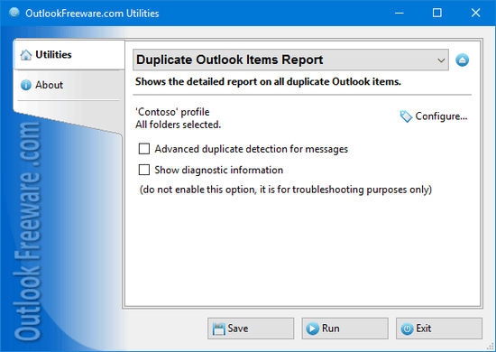 Duplicate Outlook Items Report