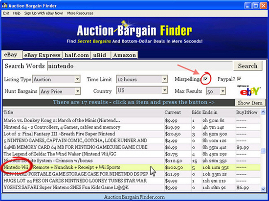 Ebay Bargain Finder 2008