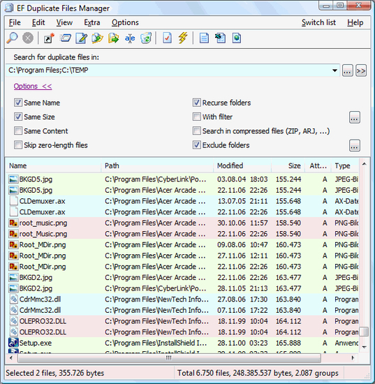 EF Duplicate Files Manager