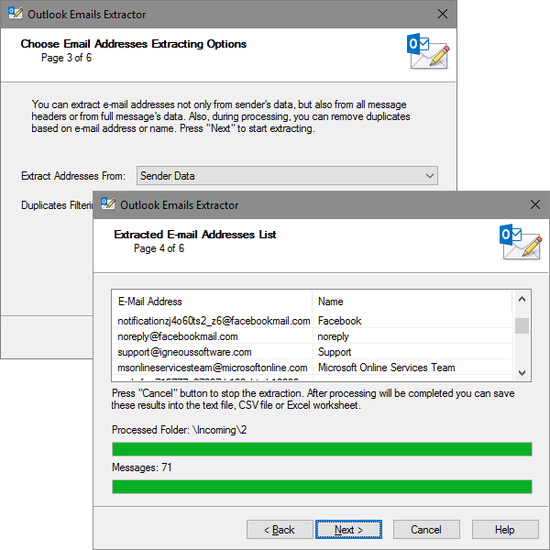 Emails Extractor for Outlook