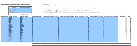 Employee Review Tool for Excel