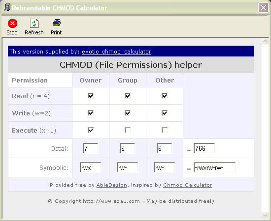 exotic chmod calculator