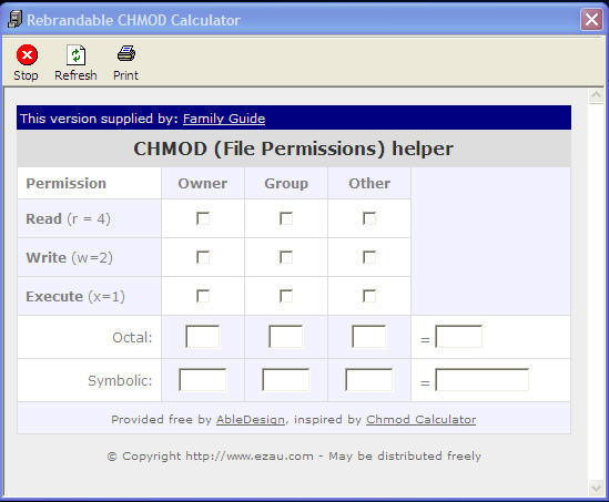 Family CHMOD Calculator