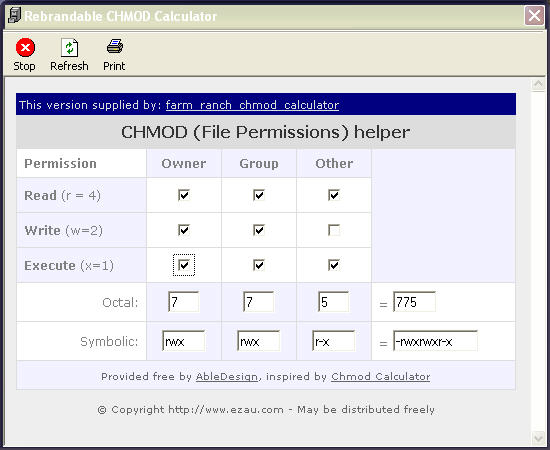 farm ranch chmod calculator