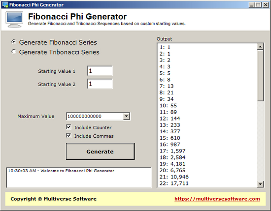 Fibonacci Phi Generator