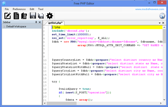 Free PHP Editor