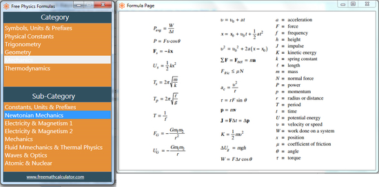 Free Physics Formulas