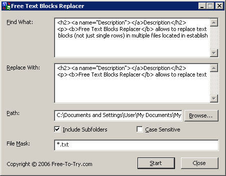 Free Text Blocks Replacer