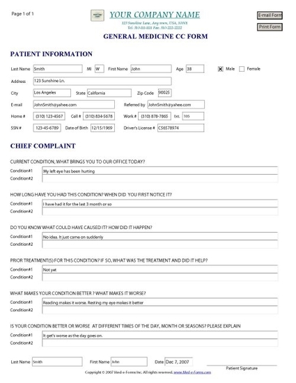 General Medicine CC Form