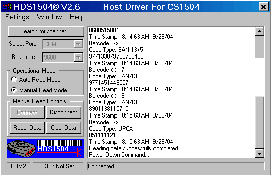HDS1504 Software For Symbol CS1504