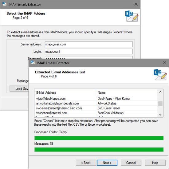 IMAP Emails Extractor