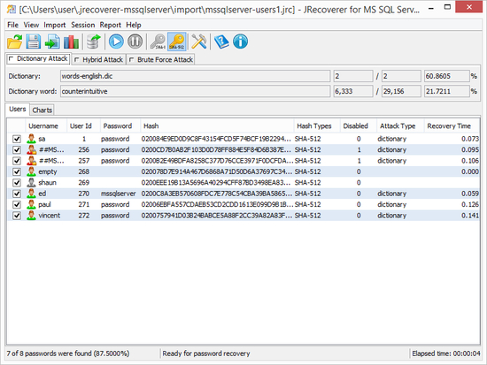 JRecoverer for MS SQL Server Passwords