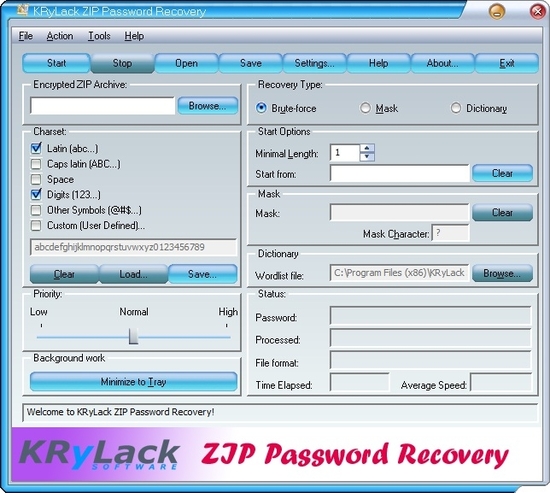 KRyLack ZIP Password Recovery