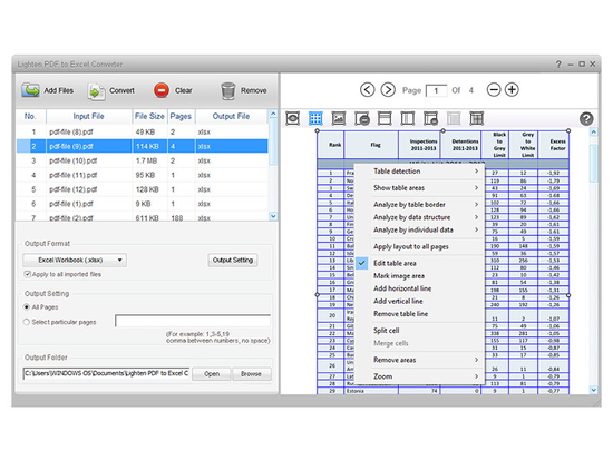 Lighten PDF to Excel Converter