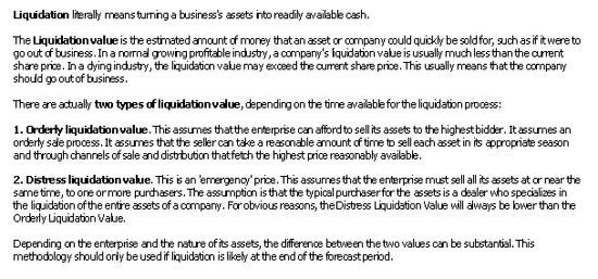 Liquidation Value Method (MEGA)