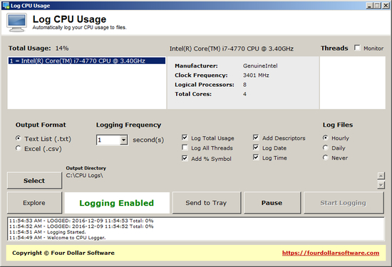 Log CPU Usage