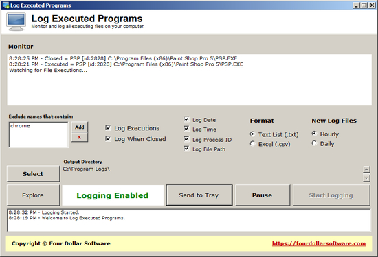 Log Executed Programs