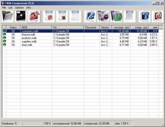 MDBC database compressor