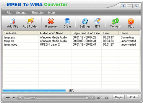 MPEG To WMA Converter