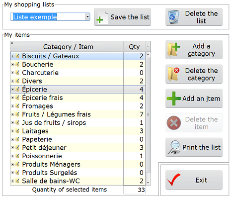 My shopping list