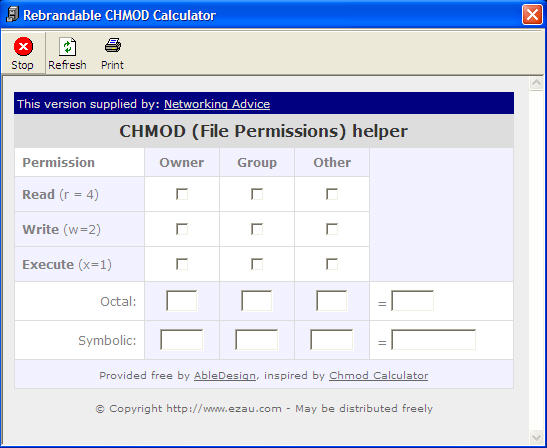 Networking CHMOD Calculator