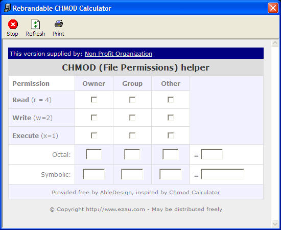 Non Profit CHMOD Calculator