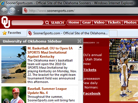 Oklahoma Sooners IE Browser Theme