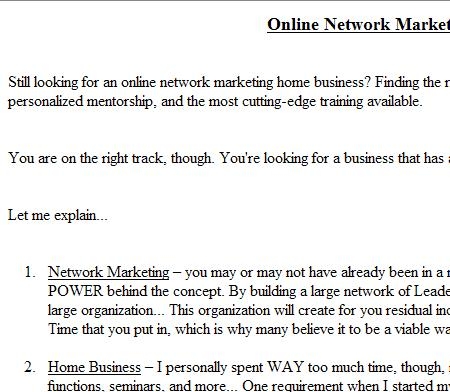 Online Network Marketing