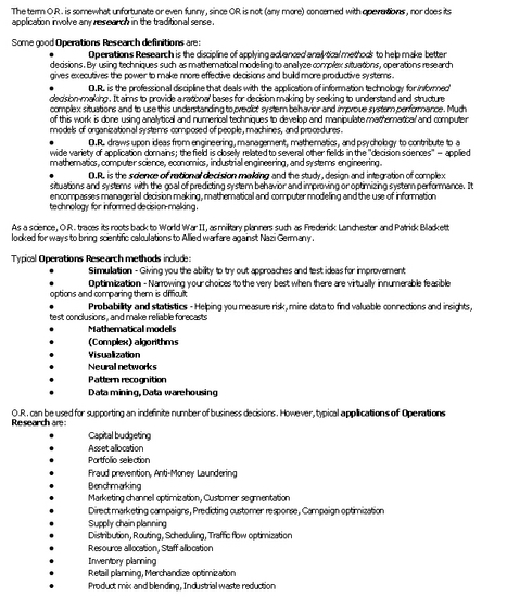 Operations Research Methods (MEGA)