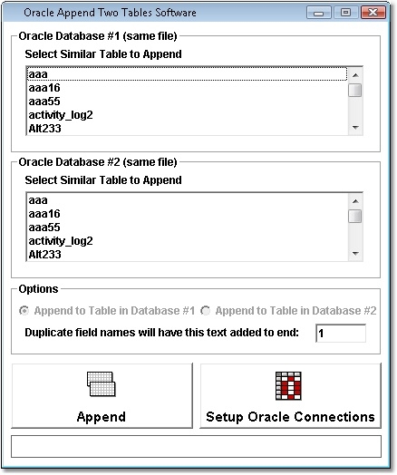 Oracle Append Two Tables Software
