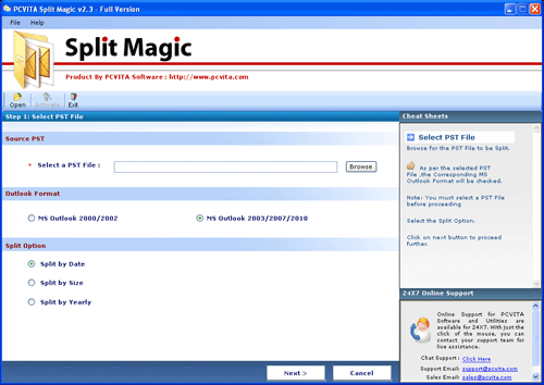Outlook PST Splitter