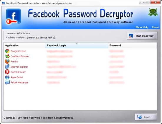 Password Decryptor for Facebook