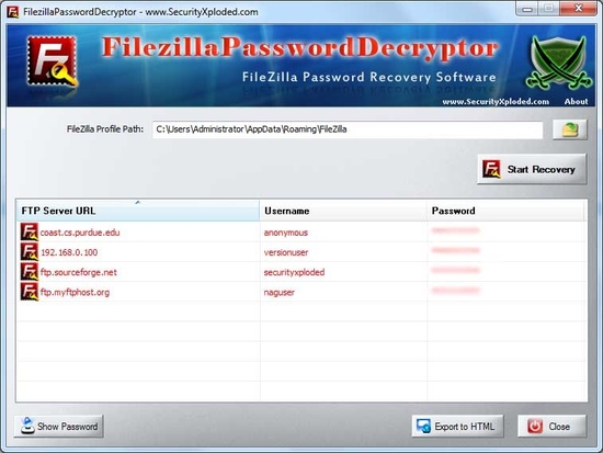 Password Decryptor for Filezilla