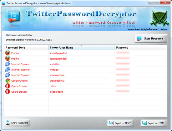 Password Decryptor for Twitter