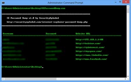 Password Dump for Internet Explorer