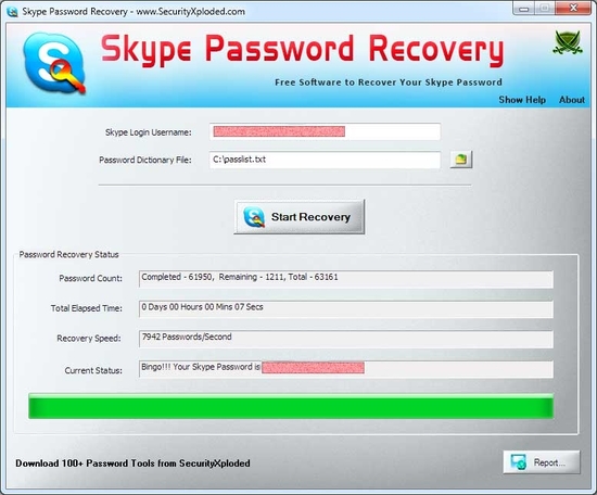 Password Recovery for Skype