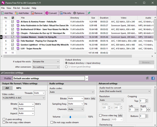 Pazera Free FLV to AVI Converter