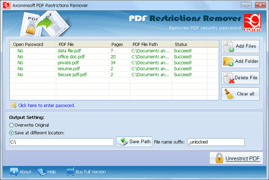 Pdf file Restrictions Remover
