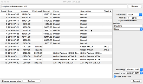 PDF2QIF for Mac