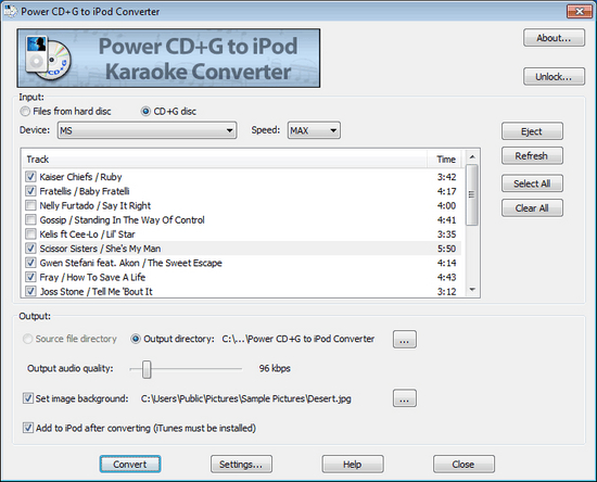 Power CD+G to iPod Karaoke Converter