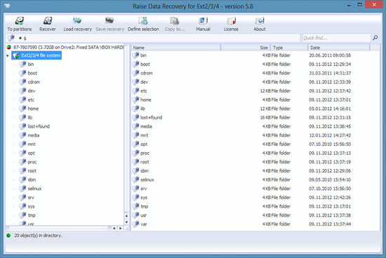 Raise Data Recovery for Ext2/Ext3/Ext4