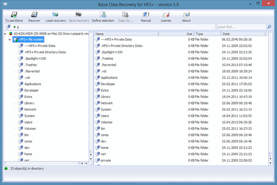 Raise Data Recovery for HFS+