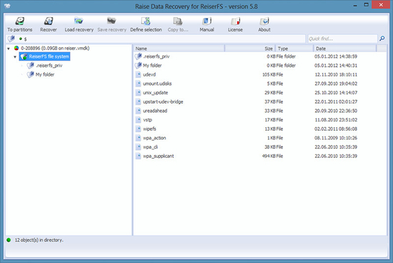Raise Data Recovery for ReiserFS
