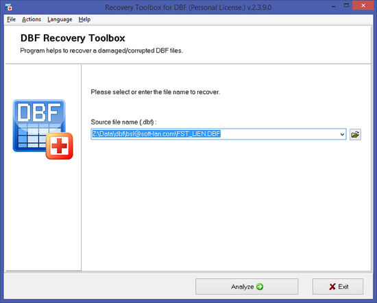 Recovery Toolbox for DBF