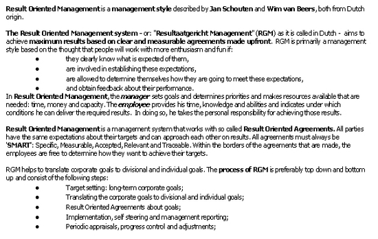 Result Orientated Management (MEGA)