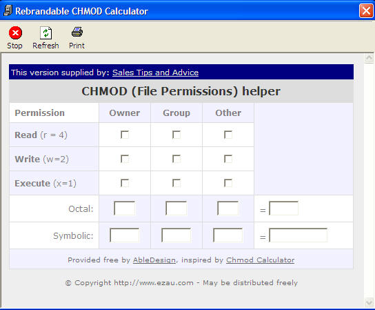 Sales CHMOD Calculator