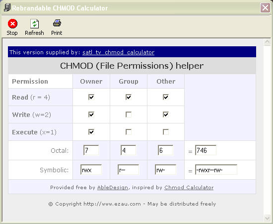 satellite tv chmod calculator