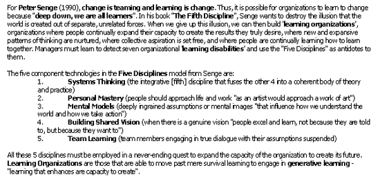 Senge Learning Disciplines (MBA)
