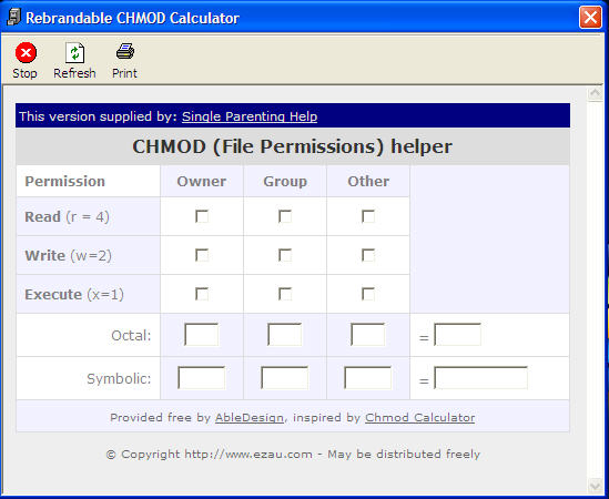 Single Parenting CHMOD Calculator