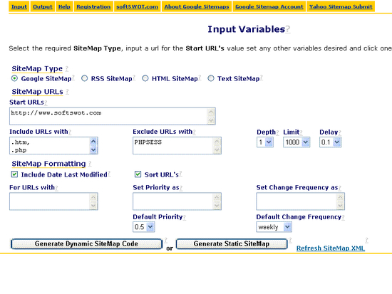 SiteMap XML Dynamic SiteMap Generator